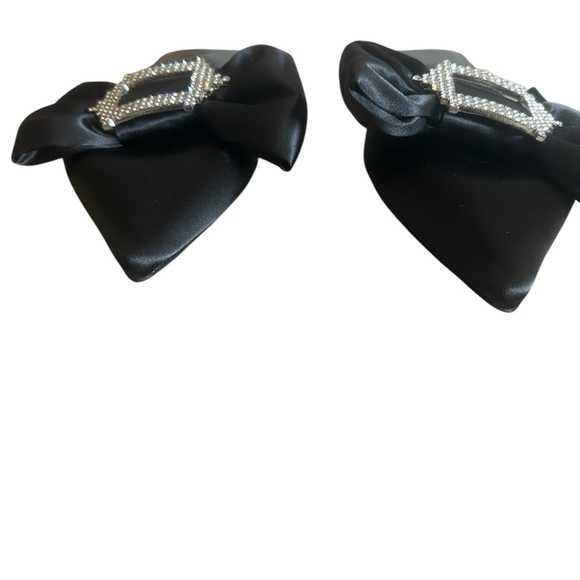 Jeffrey Campbell Sit Pretty Flats Black Embellished Rhinestone Bow NWOB Size 9 - Picture 7 of 7